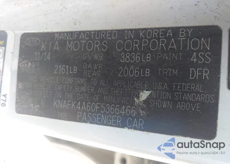 2015 Kia Forte Lx z USA, uszkodzony, nr VIN KNAFK4A60F5366466